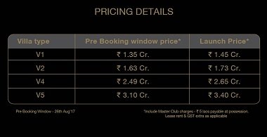 price-list-godrej-evoke-villas